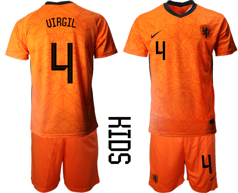 Cheap 2021 European Cup Netherlands home Youth 4 soccer jerseys
